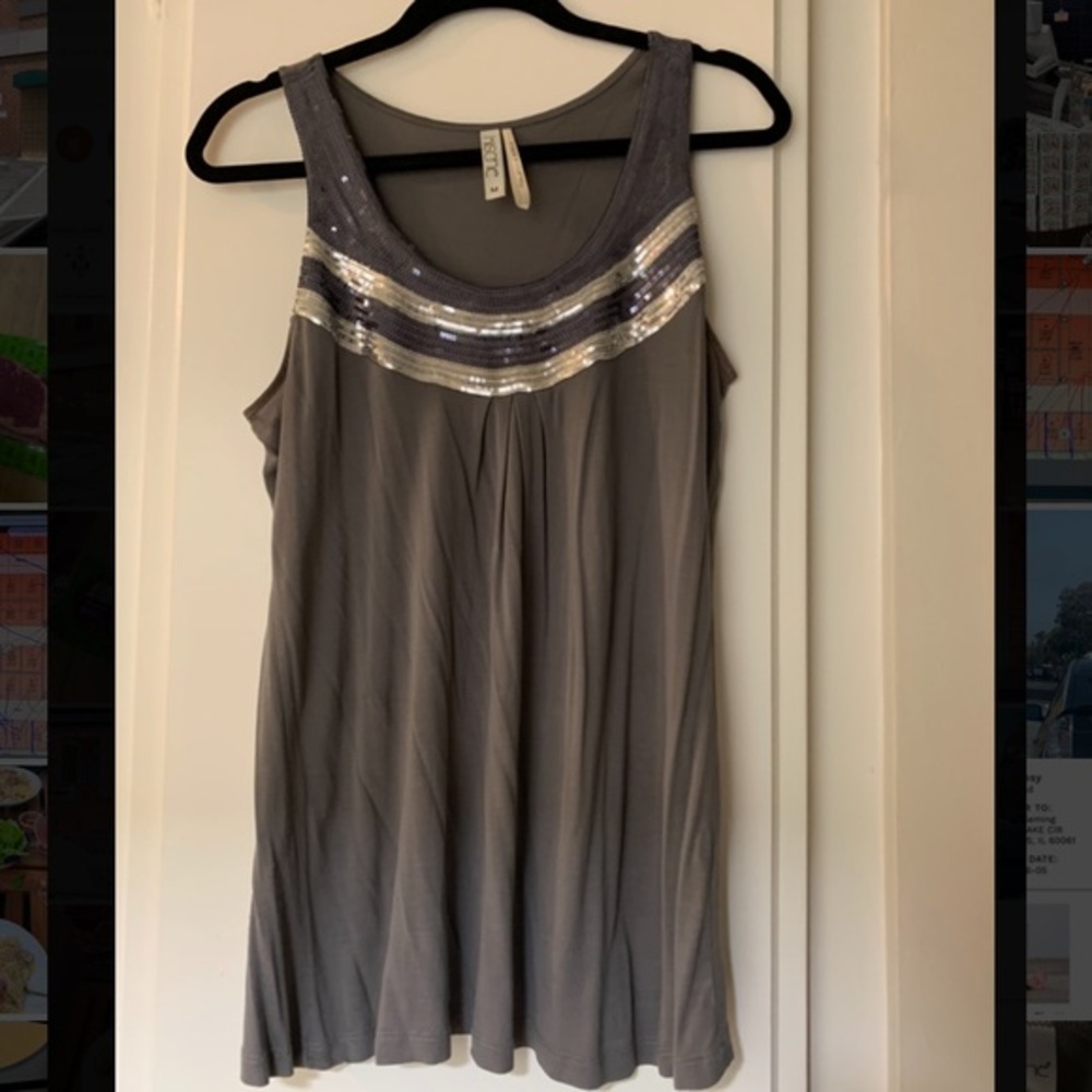 Kische 100% Rayon grey Sequin Top